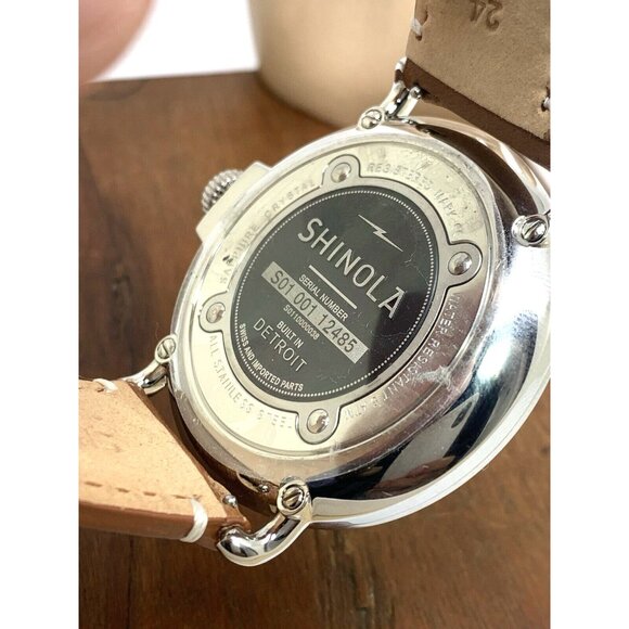 Shinola Men's Watch S0110000038 Runwell Quartz Green Dial Brown Leather 47mm - Picture 8 of 16